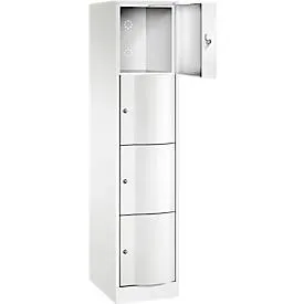 C+P Schliessfachschrank Resisto, 1 Abteil, 4 Fächer, B 396 x T 540 x H 1950 mm, Verkehrsweiss