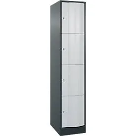 C+P Schliessfachschrank Resisto, 1 Abteil, 4 Fächer, B 396 x T 640 x H 1950 mm, Anthrazitgrau/Lichtgrau
