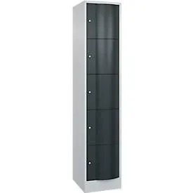 C+P Schliessfachschrank Resisto, 1 Abteil, 5 Fächer, B 396 x T 540 x H 1950 mm, Lichtgrau/Anthrazitgrau