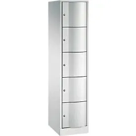 C+P Schliessfachschrank Resisto, 1 Abteil, 5 Fächer, B 396 x T 540 x H 1950 mm, Lichtgrau/Clowngrün