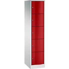 C+P Schliessfachschrank Resisto, 1 Abteil, 5 Fächer, B 396 x T 540 x H 1950 mm, Lichtgrau/Enzianblau