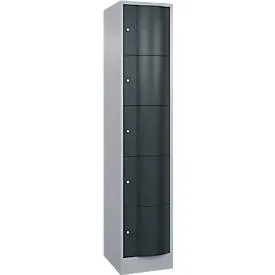 C+P Schliessfachschrank Resisto, 1 Abteil, 5 Fächer, B 396 x T 540 x H 1950 mm, Weissalu/Anthrazitgrau