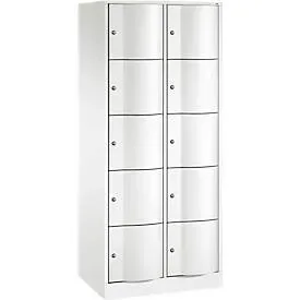 C+P Schliessfachschrank Resisto, 2 Abteile, 10 Fächer, B 772 x T 540 x H 1950 mm, Verkehrsweiss