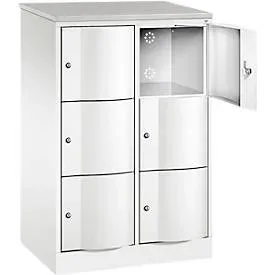 C+P Schliessfachschrank Resisto, 2 Abteile, 6 Fächer, B 772 x T 540 x H 1255 mm, Lichtgrau