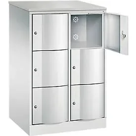 C+P Schliessfachschrank Resisto, 2 Abteile, 6 Fächer, B 772 x T 640 x H 1255 mm, Lichtgrau