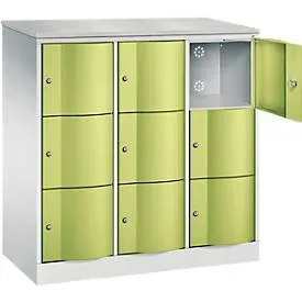 C+P Schliessfachschrank Resisto, 3 Abteile, 9 Fächer, B 1148 x T 540 x H 1255 mm, Lichtgrau/Anthrazitgrau