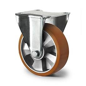 CASCOO Bockrolle BAU5, mit Rad-ø 160 mm x B 50 mm, Aluminium-Felge, Polyurethan-Lauffläche, braun, Doppelkugellager, bis 600 kg