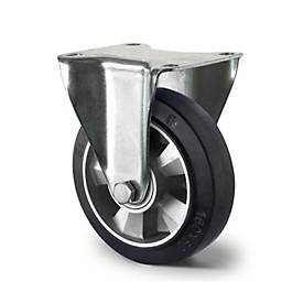 CASCOO Bockrolle BAF4, mit Rad-ø 160 mm x B 50 mm, Aluminium-Felge, Elastik-Lauffläche, schwarz, Doppelkugellager, bis 400 kg