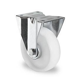 CASCOO Bockrolle N0N0, mit Rad-ø 200 mm x B 50 mm, Polyamid-Felge, Polyamid-Lauffläche, natur/weiss, Rollenlager, bis 300 kg