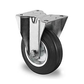 CASCOO Bockrolle SWS4, mit Rad-ø 200 mm x B 50 mm, Stahl-Felge, Vollgummi-Lauffläche, schwarz, Rollenlager, bis 205 kg