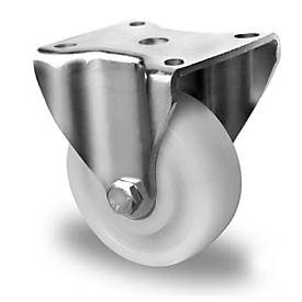 CASCOO Bockrolle V0Z0, mit Rad-ø 100 mm x B 37 mm, Polyamid-Felge, Polyamid-Lauffläche, natur/weiss, Doppelkugellager, bis 500 kg