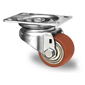 CASCOO Lenkrolle SWU5, mit Rad-ø 50 mm x B 33 mm, Stahl-Felge, Polyurethan-Lauffläche, braun, Doppelkugellager, bis 150 kg