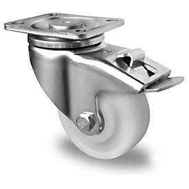 CASCOO Lenkrolle V0Z0, mit Totalfeststeller, Rad-ø 75 mm x B 32 mm, Polyamid-Felge, Polyamid-Lauffläche, natur/weiss, Doppelkugellager, bis 300 kg