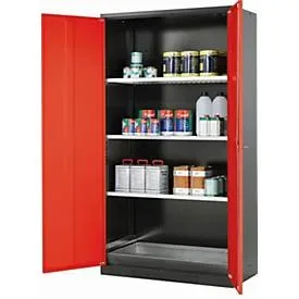 Chemikalienschrank  asecos CS-CLASSIC, Flügeltüren, Front Verkehrsrot, B 1055 x T 520 x H 1950 mm