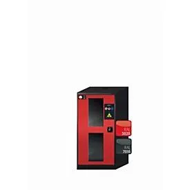 Chemikalienschrank  asecos CS-CLASSIC-G, Flügeltür mit Glasausschnitt, Anschlag links, Front Verkehrsrot, B 545 x T 520 x H 1105 mm