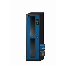 Chemikalienschrank  asecos CS-CLASSIC-G, Flügeltür mit Glasausschnitt, Anschlag links, Front Enzianblau, B 545 x T 520 x H 1950 mm