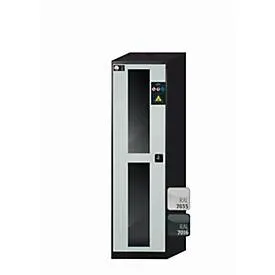 Chemikalienschrank  asecos CS-CLASSIC-G, Flügeltür mit Glasausschnitt, Anschlag links, Front Lichtgrau, B 545 x T 520 x H 1950 mm
