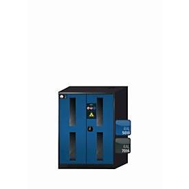 Chemikalienschrank  asecos CS-CLASSIC-G, Flügeltüren mit Glasausschnitt, Front Enzianblau, B 810 x T 520 x H 1105 mm