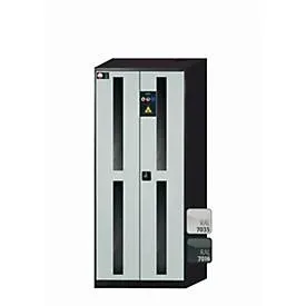 Chemikalienschrank  asecos CS-CLASSIC-G, Flügeltüren mit Glasausschnitt, Front Lichtgrau, B 810 x T 520 x H 1950 mm