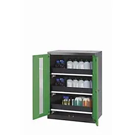 Chemikalienschrank  asecos CS-CLASSIC-G, Flügeltüren mit Glasausschnitt, Front Resedagrün, B 810 x T 520 x H 1105 mm