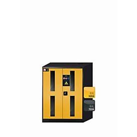Chemikalienschrank  asecos CS-CLASSIC-G, Flügeltüren mit Glasausschnitt, Front Sicherheitsgelb, B 810 x T 520 x H 1105 mm