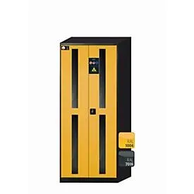 Chemikalienschrank  asecos CS-CLASSIC-G, Flügeltüren mit Glasausschnitt, Front Sicherheitsgelb, B 810 x T 520 x H 1950 mm