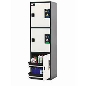 Chemikalienschrank  asecos CS-CLASSIC-MultiRisk, Flügeltüren, Front Reinweiss, B 545 x T 520 x H 1950 mm