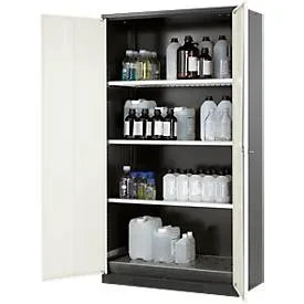 Chemikalienschrank asecos, Flügeltür, 3 Böden, 1055x520x1950 mm, reinweiss