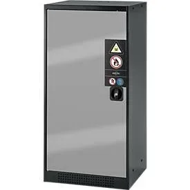 Chemikalienschrank, Flügeltür, 2 Auszugswannen, 545x520x1105 mm, silber