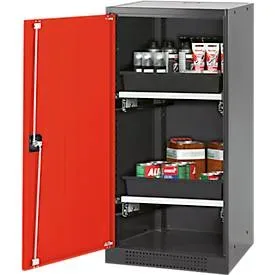 Chemikalienschrank, Flügeltür, 2 Auszugswannen, 545x520x1105 mm, verkehrsrot