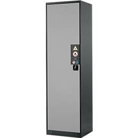 Chemikalienschrank, Flügeltür, 3 Böden, 545x520x1950 mm, silber