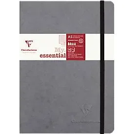 Clairefontaine Notizbuch My Essentials Age Bag, 96 Seiten, DIN A5, 90g/m², nummeriert, Fadenheftung, liniert, grau