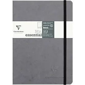 Clairefontaine Notizbuch My Essentials Age Bag, 96 Seiten, DIN A5, 90g/m², nummeriert, Fadenheftung, punktkariert, grau