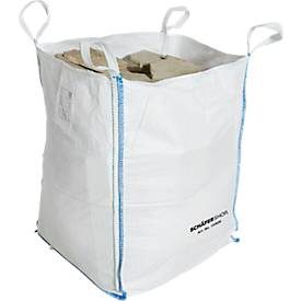 Containersack Schäfer Shop Genius Big Bag, oben offen, bis 1,5 t, 4 Hebeschlaufen, 1 Stück, B 900 x T 900 x H 1200 mm, weiss