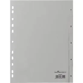 Durable 6505 Register DIN A4 1-5 Polypropylen Grau 5 Registerblätter geprägte Taben 650510