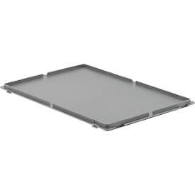 Deckel, für Kasten im EURO-Mass der Serie MF und LTF, mit Haken, lichtgrau