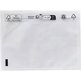 Dokumententasche/Lieferscheintasche SecurePack, C6, ohne Aufdruck, selbstklebend, wasserfest, PCR & FSC®-Kraftpapier, transparent, 250 Stück