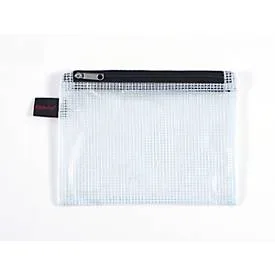 Doppelkammerbeutel FolderSys, A6, 2 Reissverschlüsse, Fingerschlaufe, PVC, schwarz-transp., 10 Stück