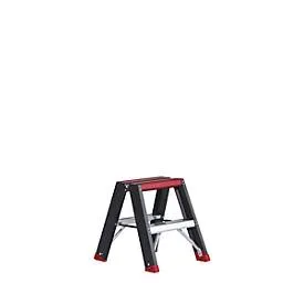 Doppelstufenstehleiter Professional Topline, Aluminium, 2x2 Stufen, schwarz