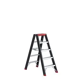 Doppelstufenstehleiter Professional Topline, Aluminium, 2x5 Stufen, schwarz