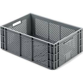 Euro Box Obst- und Gemüsekasten, lebensmittelecht, Inhalt 43,68 L, durchbrochene Version, grau