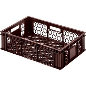 Euro Box Bäcker- und Cateringkasten (Gläserkasten), lebensmittelecht, Inhalt 27 L, durchbrochene Version, braun