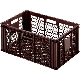 Euro Box Bäcker- und Cateringkasten (Gläserkasten), lebensmittelecht, Inhalt 47,8 L, durchbrochene Version, braun