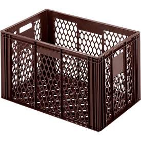 Euro Box Bäcker- und Cateringkasten (Gläserkasten), lebensmittelecht, Inhalt 79,8 L, durchbrochene Version, braun