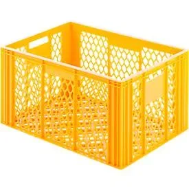 Euro Box Bäcker- und Cateringkasten (Gläserkasten), lebensmittelecht, Inhalt 79,8 L, durchbrochene Version, gelb-orange