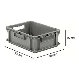 Euro Box Serie EF 4140, aus PP, Inhalt 12,8 L, geschlossene Wände, Durchfassgriff, grau