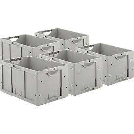 Euro Box Serie LTB 6320, aus Polypropylen, Inhalt 61,7 l, ohne Deckel, L 600 x B 400 x H 320 mm, grau, 5 Stück