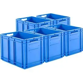 Euro Box SSI Schäfer EF 6420, 83,8 l, Durchfassgriff, Polypropylen, blau, 5 Stück