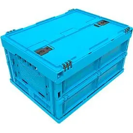 EURO-Mass Faltbox 4322 DL, mit Deckel, für Lager- und Mehrwegtransport, Inhalt 19 L, blau