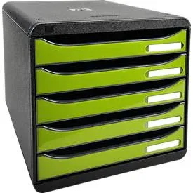 Exacompta Schubladenbox Big-Box Plus Polystyrol Schwarz, Lemongrün 27,8 x 34,7 x 27,1 cm